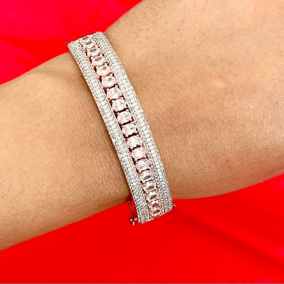 14k Rose Gold Plated Iced Bracelet - Picture 1 of 6